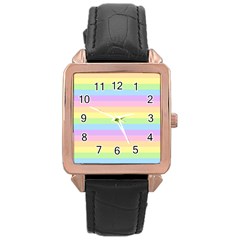 Cute Pastel Rainbow Stripes Rose Gold Leather Watch  by Ket1n9