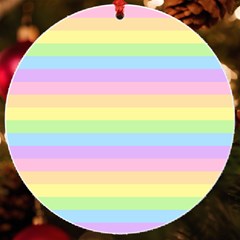 Cute Pastel Rainbow Stripes Uv Print Acrylic Ornament Round