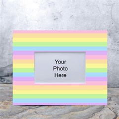 Cute Pastel Rainbow Stripes White Tabletop Photo Frame 4 x6  by Ket1n9