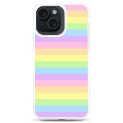 Cute Pastel Rainbow Stripes Iphone 15 Plus Tpu Uv Print Case by Ket1n9