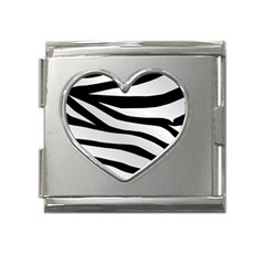 White Tiger Skin Mega Link Heart Italian Charm (18mm)