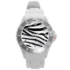 White Tiger Skin Round Plastic Sport Watch (l) by Ket1n9