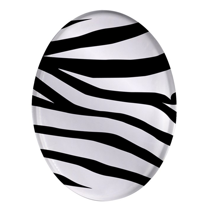 White Tiger Skin Oval Glass Fridge Magnet (4 pack)