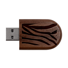 White Tiger Skin Wood Oval Usb Flash Drive by Ket1n9