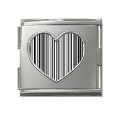 Barcode Pattern Mega Link Heart Italian Charm (18mm)