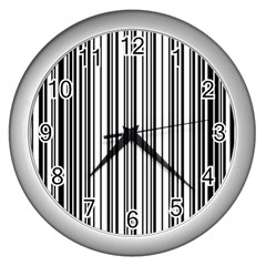 Barcode Pattern Wall Clock (Silver)