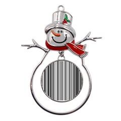 Barcode Pattern Metal Snowman Ornament