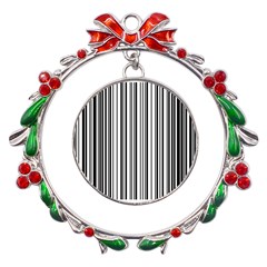 Barcode Pattern Metal X mas Wreath Ribbon Ornament