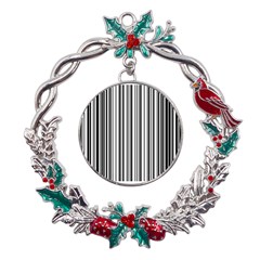 Barcode Pattern Metal X mas Wreath Holly leaf Ornament