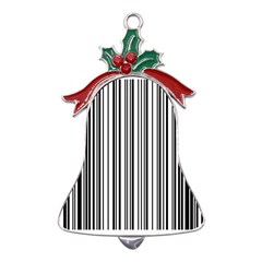 Barcode Pattern Metal Holly Leaf Bell Ornament