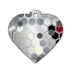 Honeycomb Pattern Dog Tag Heart (two Sides) by Ket1n9