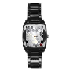 Honeycomb Pattern Stainless Steel Barrel Watch by Ket1n9