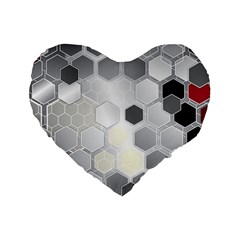 Honeycomb Pattern Standard 16  Premium Flano Heart Shape Cushions by Ket1n9