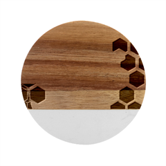 Honeycomb Pattern Marble Wood Coaster (round)