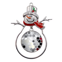 Honeycomb Pattern Metal Snowman Ornament