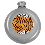 Tiger Skin Pattern Round Hip Flask (5 oz) Front