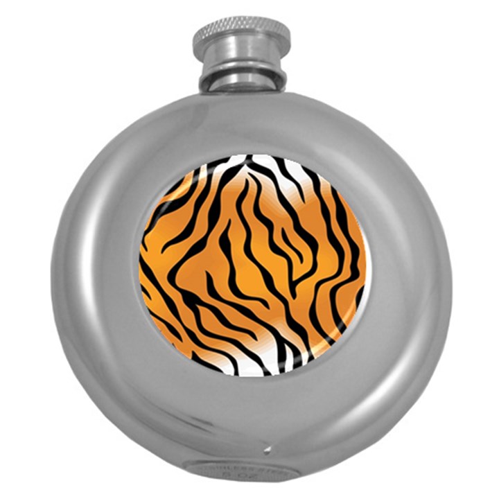 Tiger Skin Pattern Round Hip Flask (5 oz)