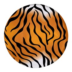 Tiger Skin Pattern Round Glass Fridge Magnet (4 Pack)