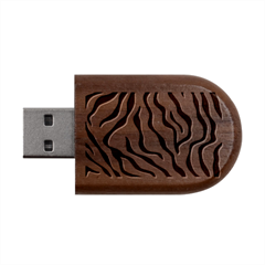 Tiger Skin Pattern Wood Oval Usb Flash Drive