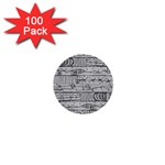 Black And White Hand Drawn Doodles Abstract Pattern Bk 1  Mini Buttons (100 pack)  Front