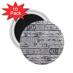 Black And White Hand Drawn Doodles Abstract Pattern Bk 2 25  Magnets (10 Pack)  by dflcprintsclothing