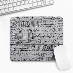 Black And White Hand Drawn Doodles Abstract Pattern Bk Large Mousepad by dflcprintsclothing