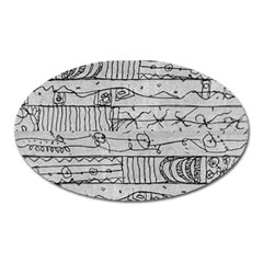 Black And White Hand Drawn Doodles Abstract Pattern Bk Oval Magnet by dflcprintsclothing