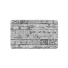 Black And White Hand Drawn Doodles Abstract Pattern Bk Magnet (name Card) by dflcprintsclothing