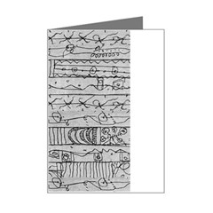 Black And White Hand Drawn Doodles Abstract Pattern Bk Mini Greeting Card by dflcprintsclothing