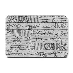 Black And White Hand Drawn Doodles Abstract Pattern Bk Small Doormat