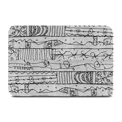 Black And White Hand Drawn Doodles Abstract Pattern Bk Plate Mats by dflcprintsclothing