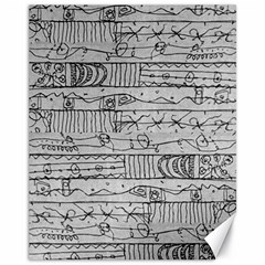 Black And White Hand Drawn Doodles Abstract Pattern Bk Canvas 11  X 14  by dflcprintsclothing