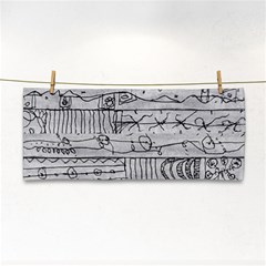 Black And White Hand Drawn Doodles Abstract Pattern Bk Hand Towel by dflcprintsclothing