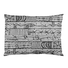 Black And White Hand Drawn Doodles Abstract Pattern Bk Pillow Case by dflcprintsclothing