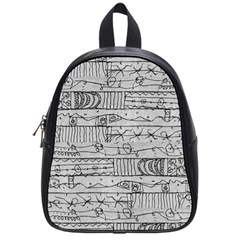 Black And White Hand Drawn Doodles Abstract Pattern Bk School Bag (small) by dflcprintsclothing