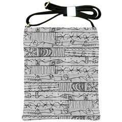 Black And White Hand Drawn Doodles Abstract Pattern Bk Shoulder Sling Bag by dflcprintsclothing