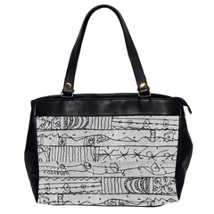 Black And White Hand Drawn Doodles Abstract Pattern Bk Oversize Office Handbag (2 Sides) by dflcprintsclothing