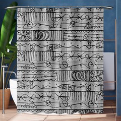 Black And White Hand Drawn Doodles Abstract Pattern Bk Shower Curtain 60  X 72  (medium)  by dflcprintsclothing