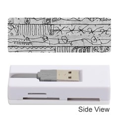 Black And White Hand Drawn Doodles Abstract Pattern Bk Memory Card Reader (stick) by dflcprintsclothing