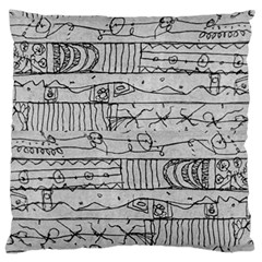 Black And White Hand Drawn Doodles Abstract Pattern Bk Large Cushion Case (one Side) by dflcprintsclothing