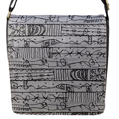 Black And White Hand Drawn Doodles Abstract Pattern Bk Flap Closure Messenger Bag (s) by dflcprintsclothing