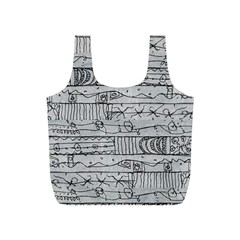 Black And White Hand Drawn Doodles Abstract Pattern Bk Full Print Recycle Bag (s) by dflcprintsclothing