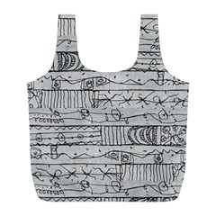 Black And White Hand Drawn Doodles Abstract Pattern Bk Full Print Recycle Bag (l) by dflcprintsclothing