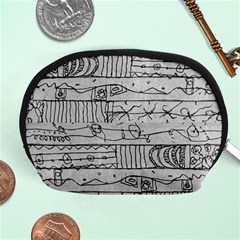 Black And White Hand Drawn Doodles Abstract Pattern Bk Accessory Pouch (medium) by dflcprintsclothing