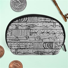 Black And White Hand Drawn Doodles Abstract Pattern Bk Accessory Pouch (large) by dflcprintsclothing