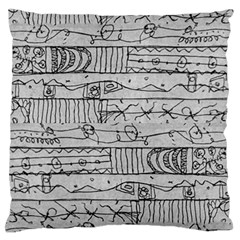 Black And White Hand Drawn Doodles Abstract Pattern Bk Standard Premium Plush Fleece Cushion Case (one Side) by dflcprintsclothing