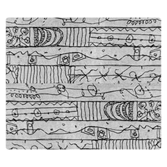 Black And White Hand Drawn Doodles Abstract Pattern Bk Two Sides Premium Plush Fleece Blanket (kids Size) by dflcprintsclothing