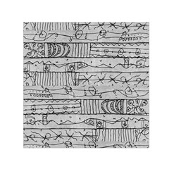 Black And White Hand Drawn Doodles Abstract Pattern Bk Square Satin Scarf (30  X 30 ) by dflcprintsclothing