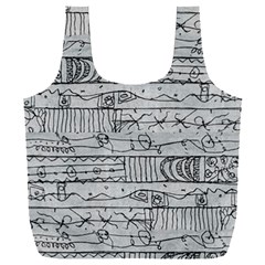 Black And White Hand Drawn Doodles Abstract Pattern Bk Full Print Recycle Bag (xxl) by dflcprintsclothing