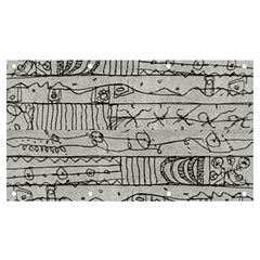 Black And White Hand Drawn Doodles Abstract Pattern Bk Banner And Sign 7  X 4  by dflcprintsclothing